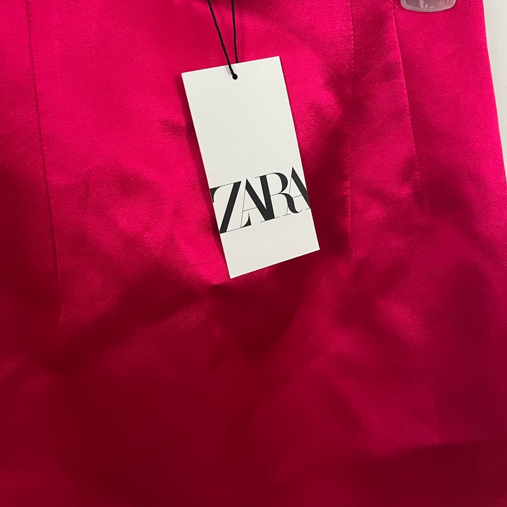 Zara Pink satin effect mini skirt